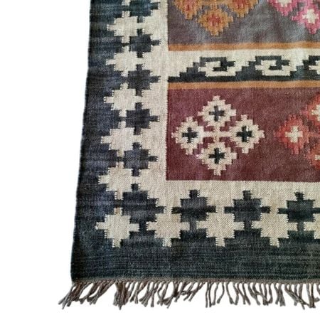 Handcrafted Vintage Multicolor Jute Dhurrie For Home